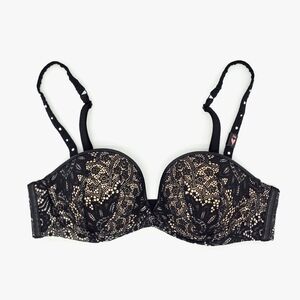 NWT ◇ Victoria's Secret 34B Very Sexy Nude & Black Lace Push Up Bra